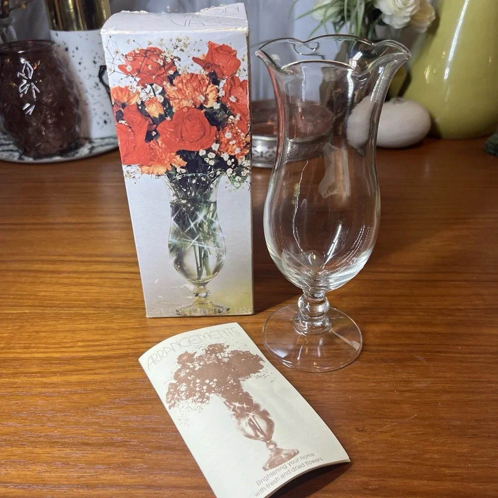 Vintage NOS Federal Glassware Vase 8 in w/ Original Box & Booklet